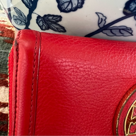 Tory Burch Amanda Red Leather Zip Continental Wallet $275 - Picture 6 of 12